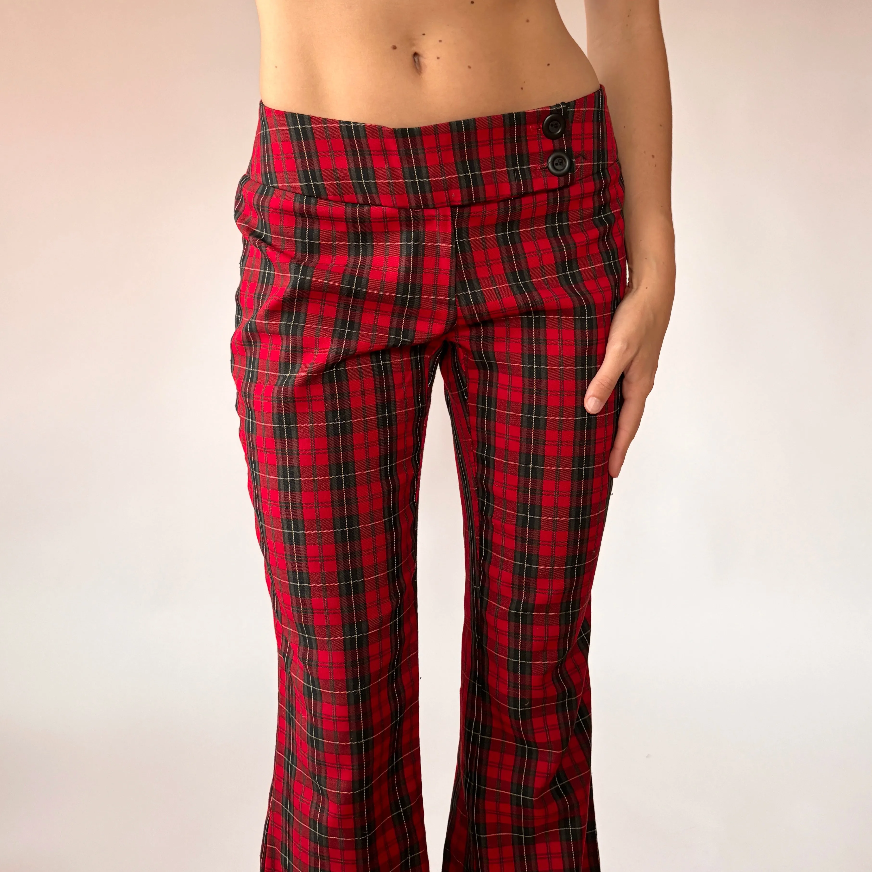 2000s Plaid Low Rise Flares (S/M)