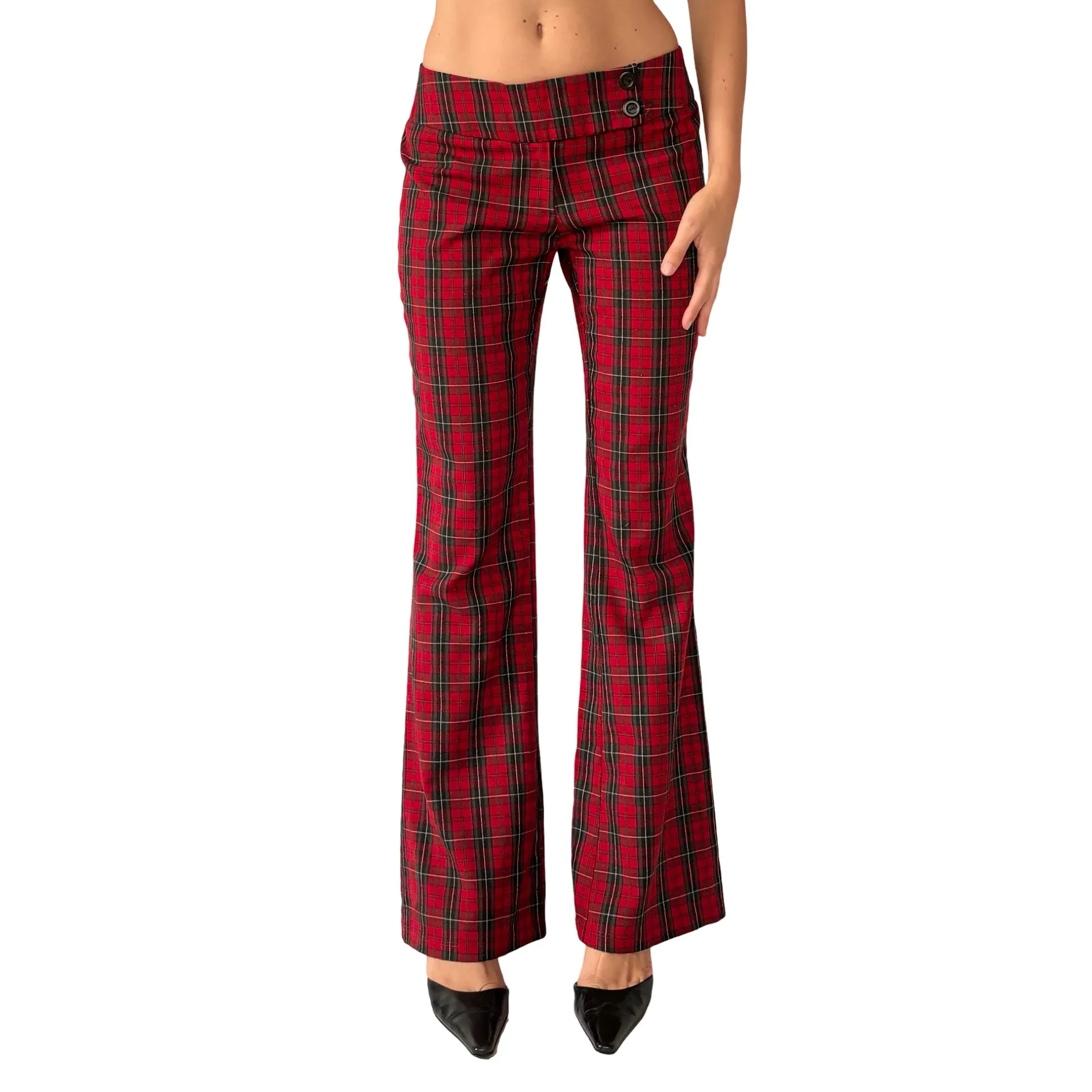 2000s Plaid Low Rise Flares (S/M)