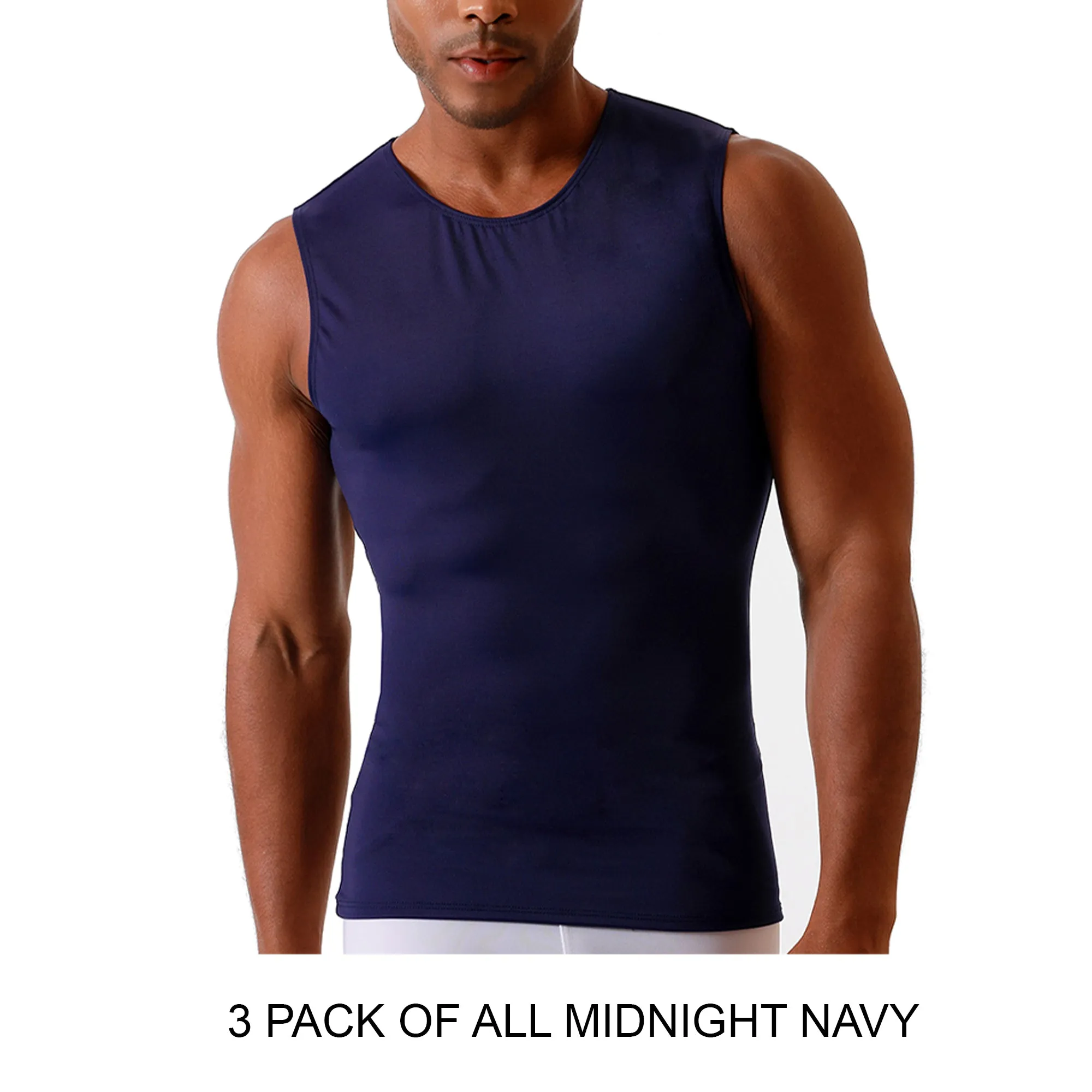 3 Pack Insta Slim Compression Sleeveless Crew Neck Tank TS00N3