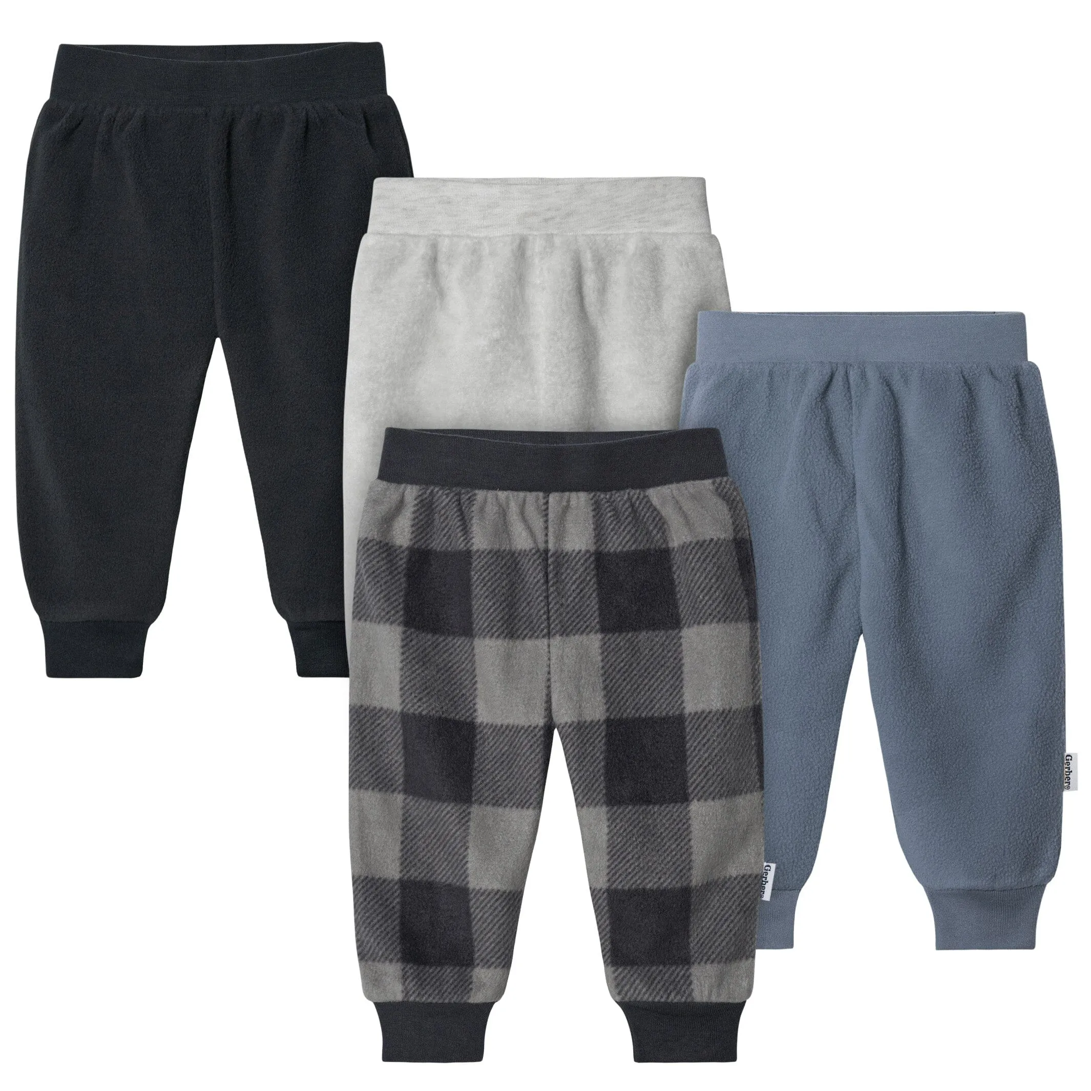 4-Pack Baby Boys Plaid Fleece Pants