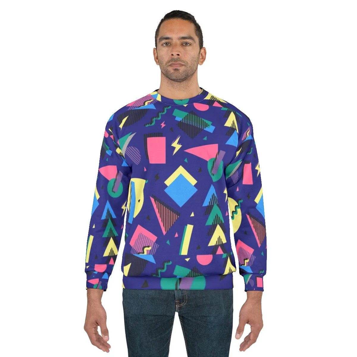 90s Retro Geometric Pattern Sweatshirt