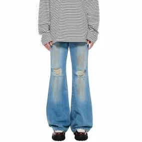 Acid Wash Wide Jeans in Blue