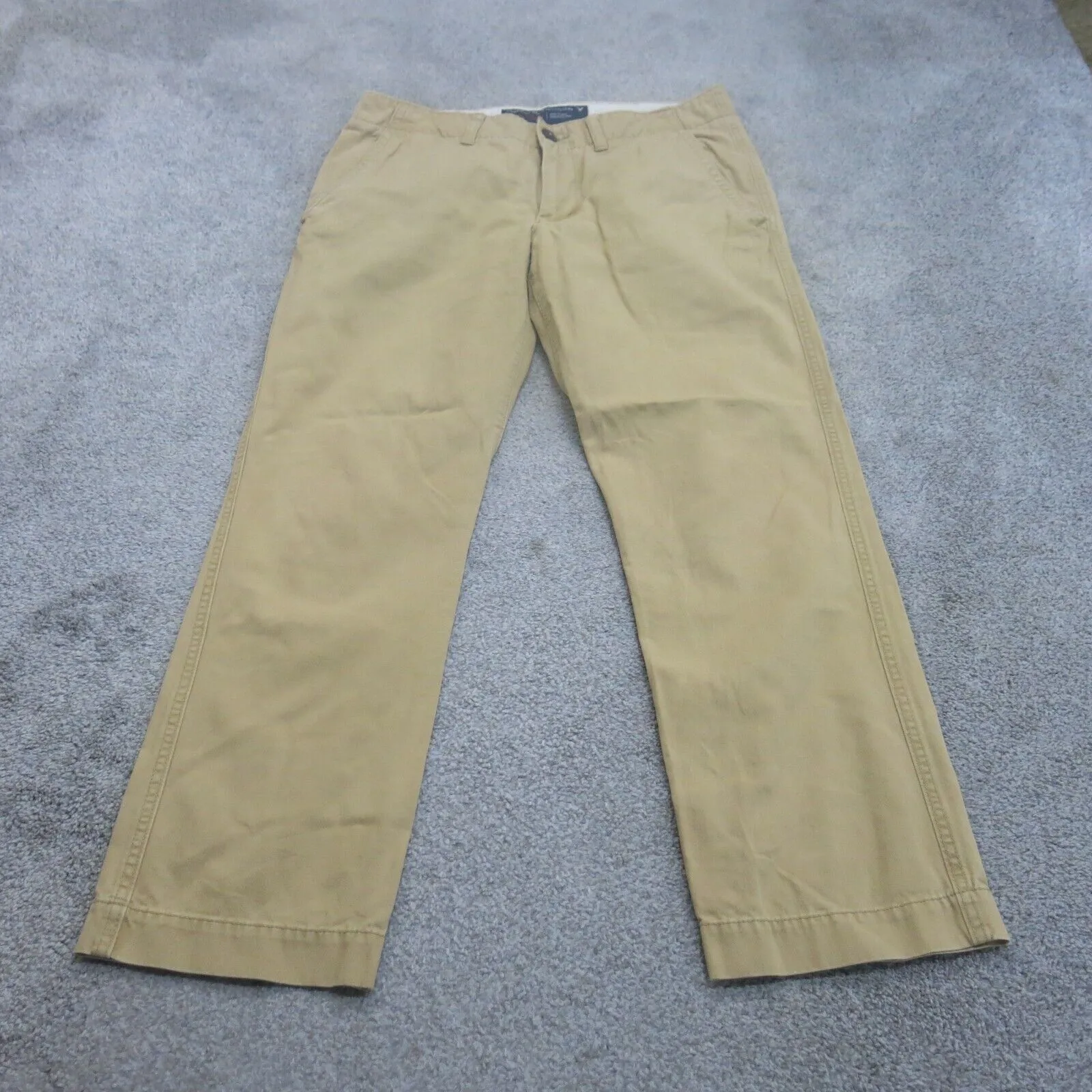 American Eagle Mens Chino Pants Original Straight Mid Rise Khaki Size W34XL32