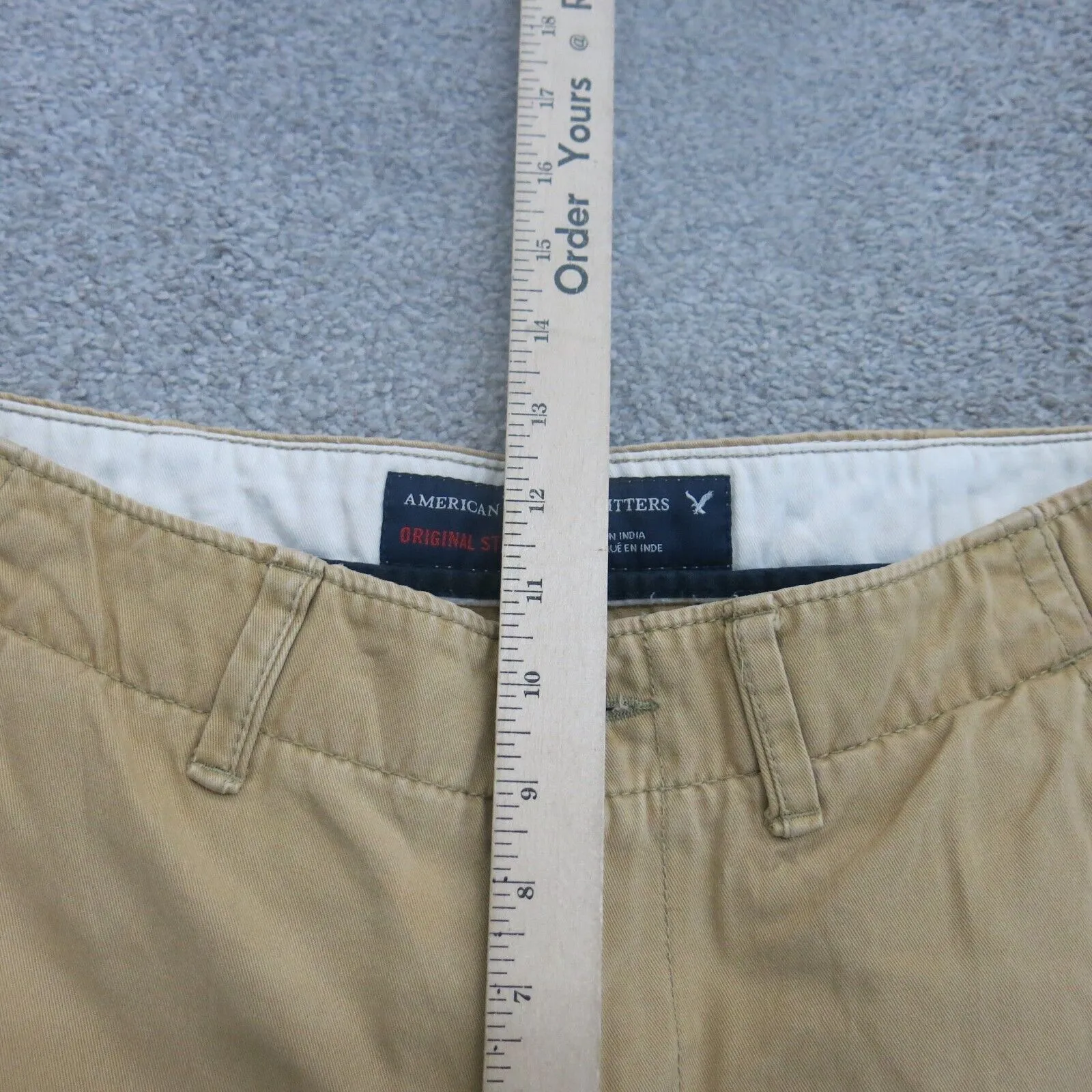 American Eagle Mens Chino Pants Original Straight Mid Rise Khaki Size W34XL32