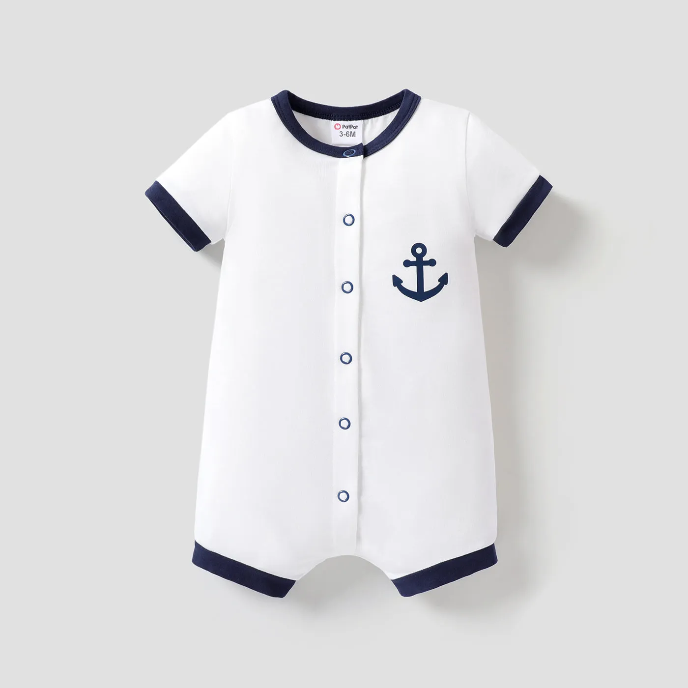 Baby Boy Print/Striped Short-sleeve Snap Romper