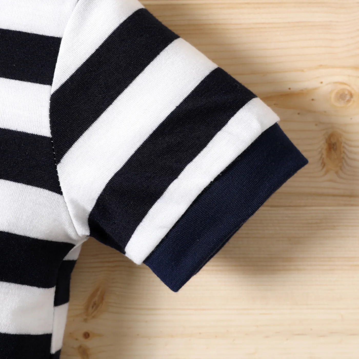 Baby Boy Print/Striped Short-sleeve Snap Romper