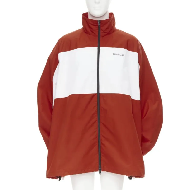 BALENCIAGA Y2K red white colorblocked logo embroidered track jacket IT50 L