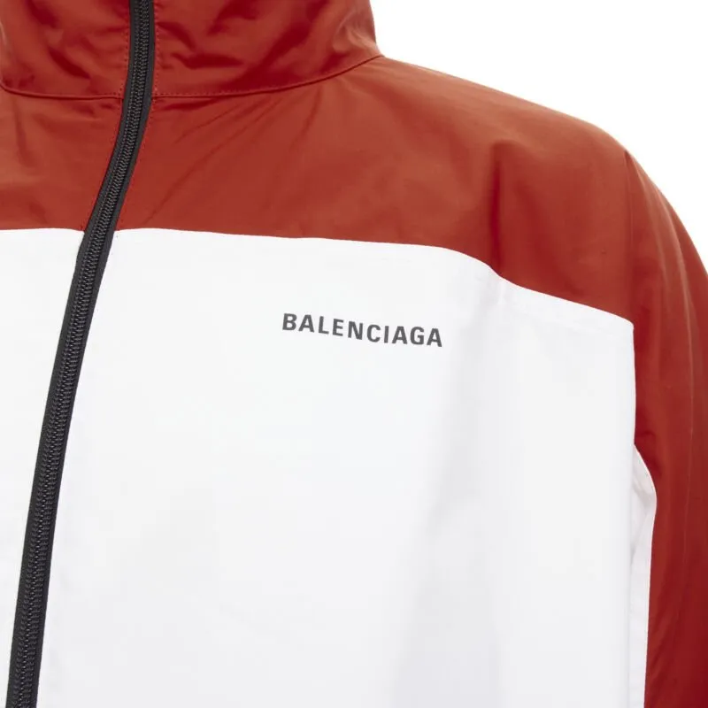 BALENCIAGA Y2K red white colorblocked logo embroidered track jacket IT50 L