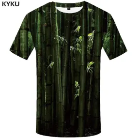 Bamboo T-shirts Men Green Tshirts Print Leaf T-shirt 3d Forest T shirts Funny Harajuku Tshirt Anime Mens Clothing Graphic Unisex