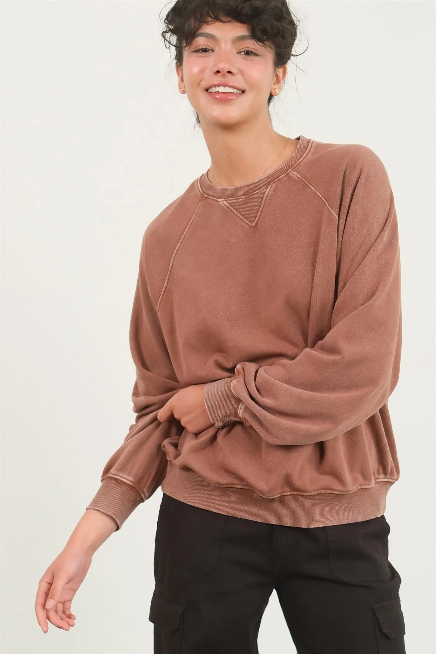 Basic Style Sweatshirt In Chestnut