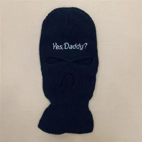 Black Embroidered Yes Daddy? Ski Mask