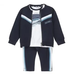 Boys Baby Set Cardigan T-shirt Pants Dark Blue White | Dirkje