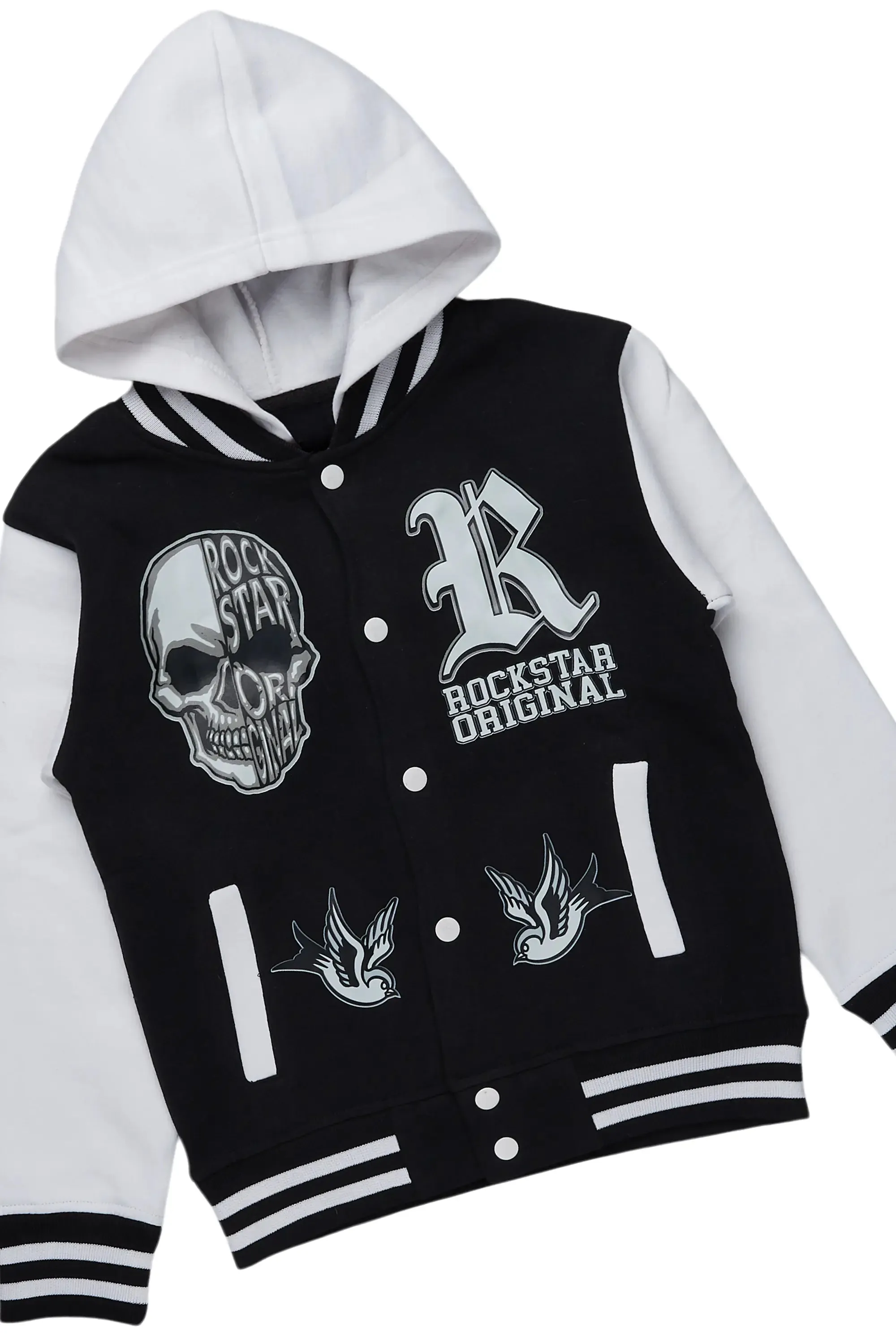 Boys Kazz Black/White Varsity Jacket Track Set