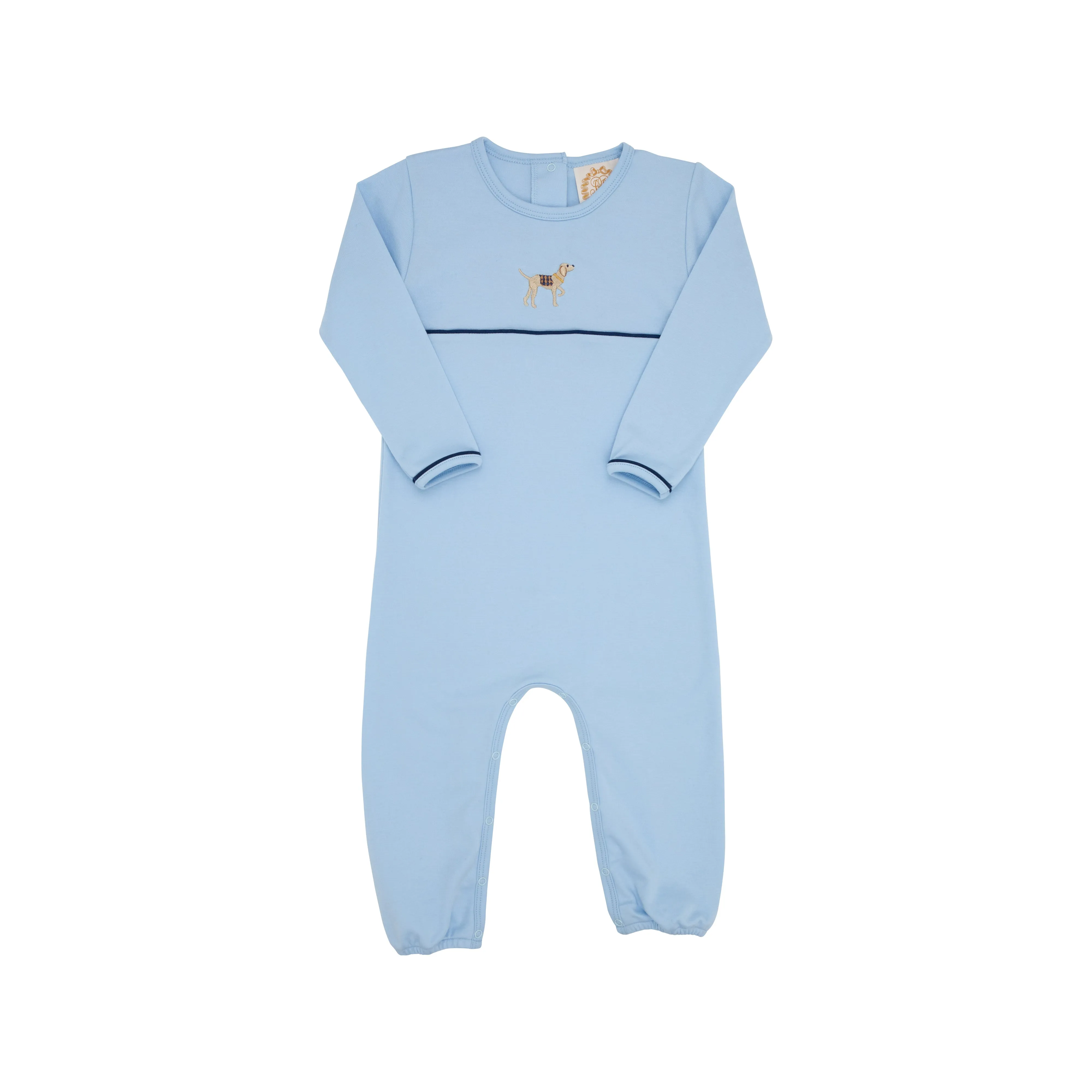 Bradford Romper - Beale Street Blue with Dog Embroidery