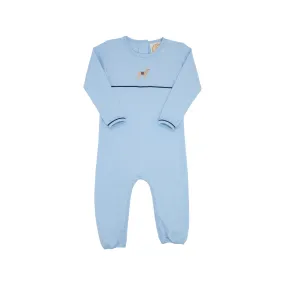 Bradford Romper - Beale Street Blue with Dog Embroidery