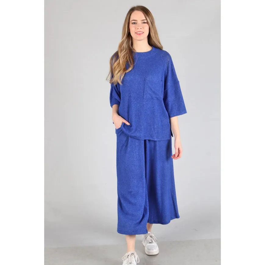 Brushed Wide Leg Pants Royal