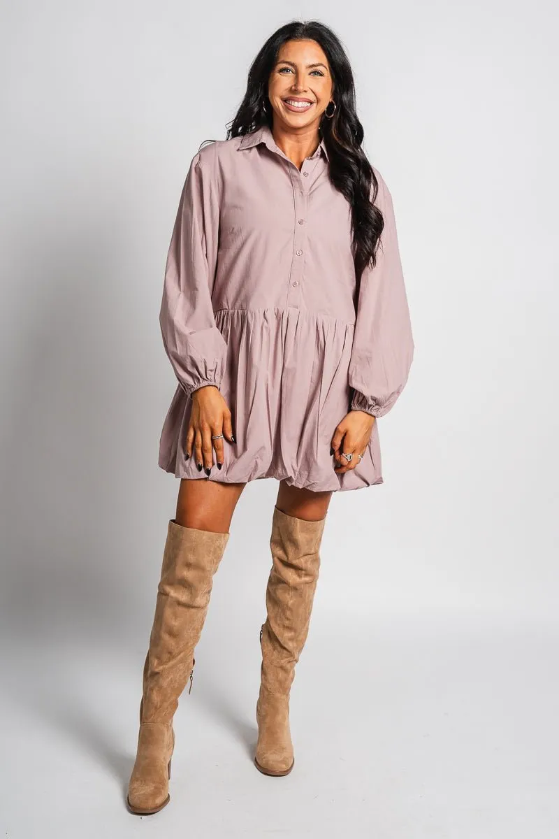 Bubble hem shirt dress rose