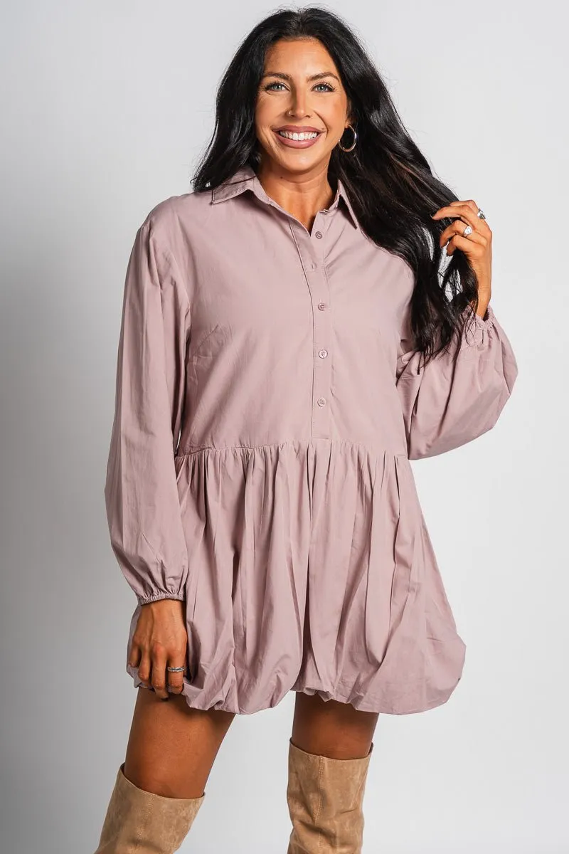 Bubble hem shirt dress rose