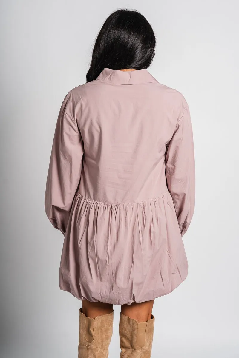 Bubble hem shirt dress rose