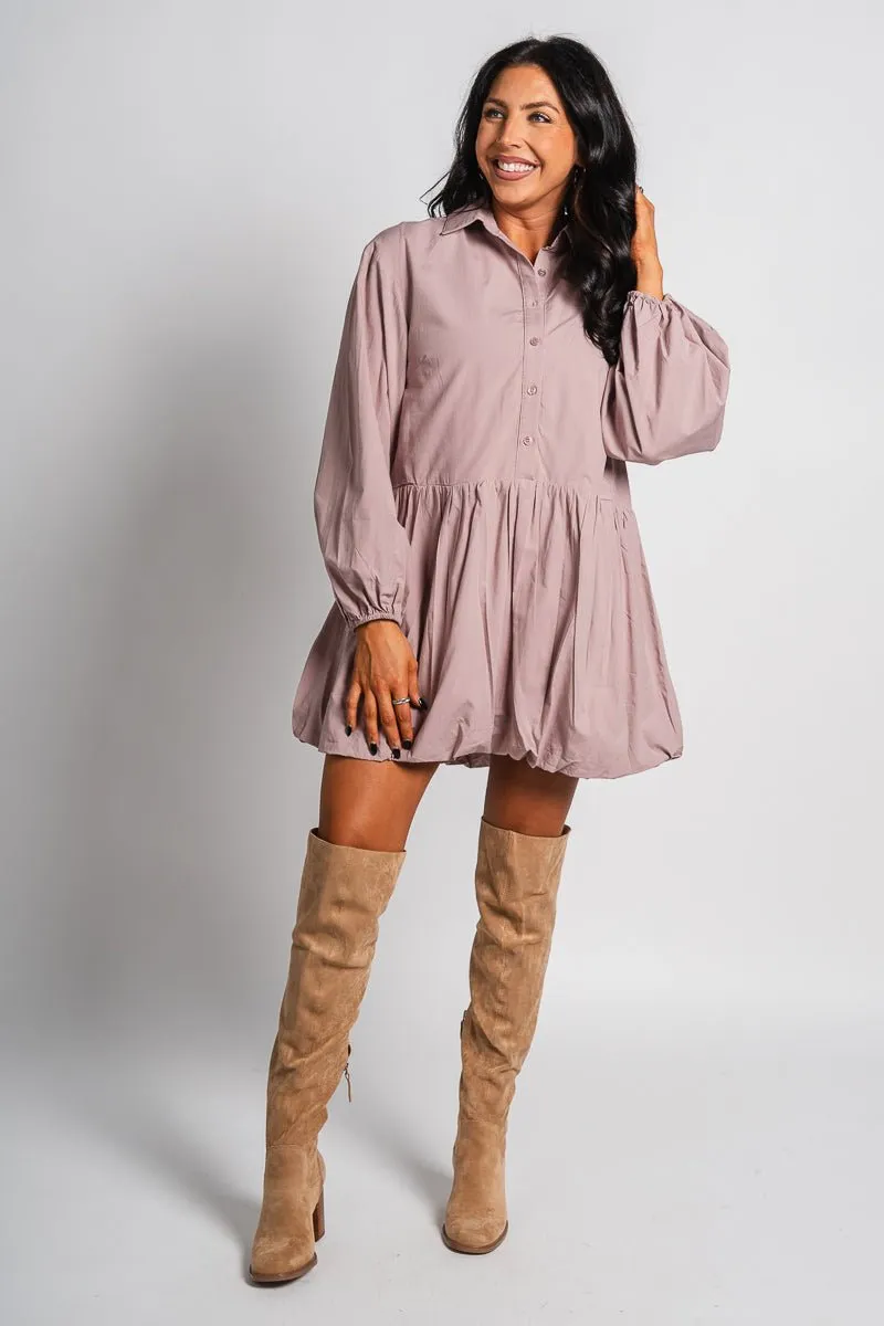 Bubble hem shirt dress rose