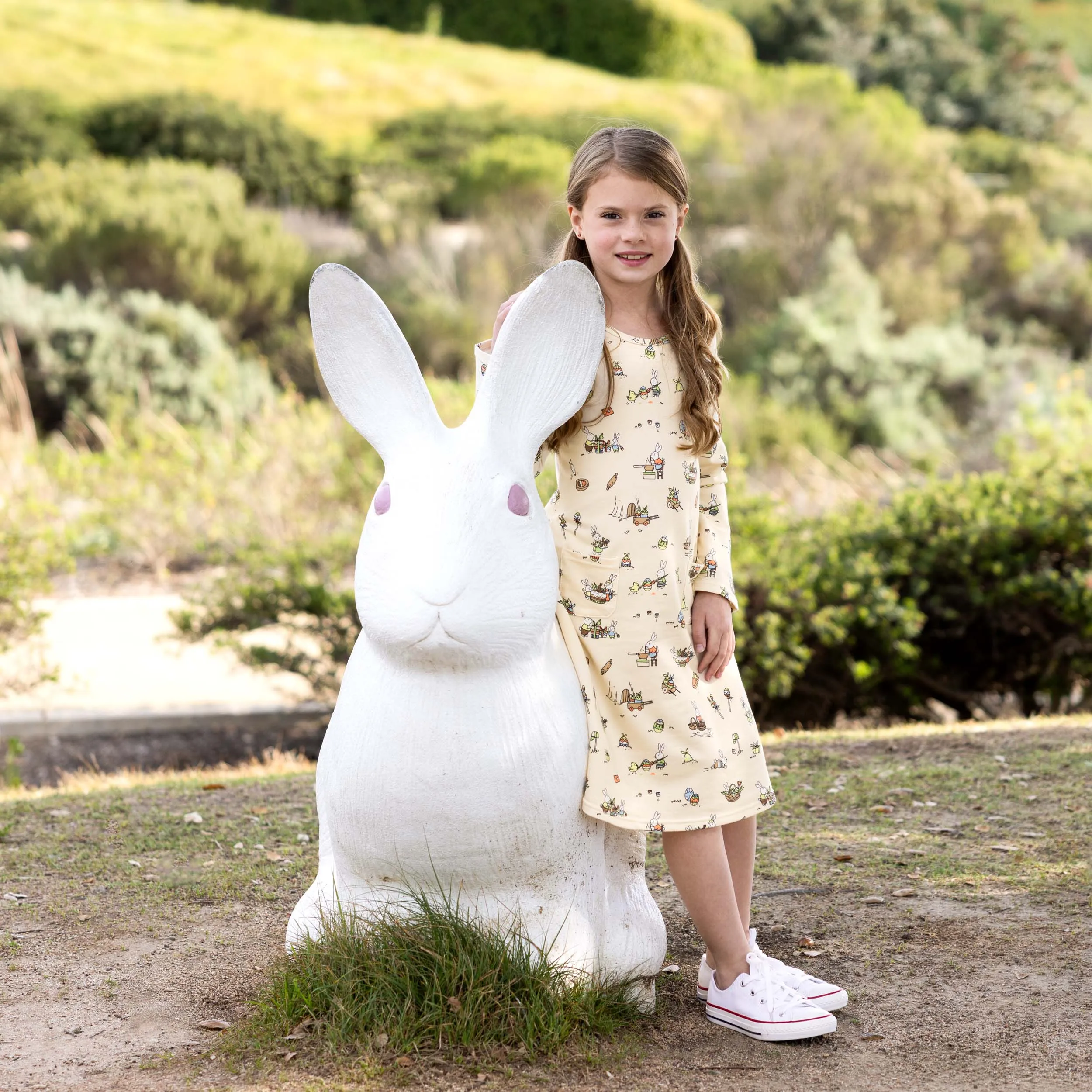 Bunny Workshop French Terry Girls' Daywear Long Sleeve Dress