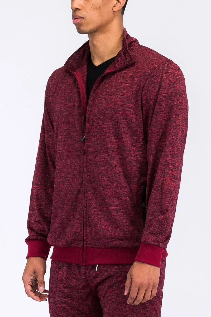 Burgundy Marbled Light Weight Active Track Jacket