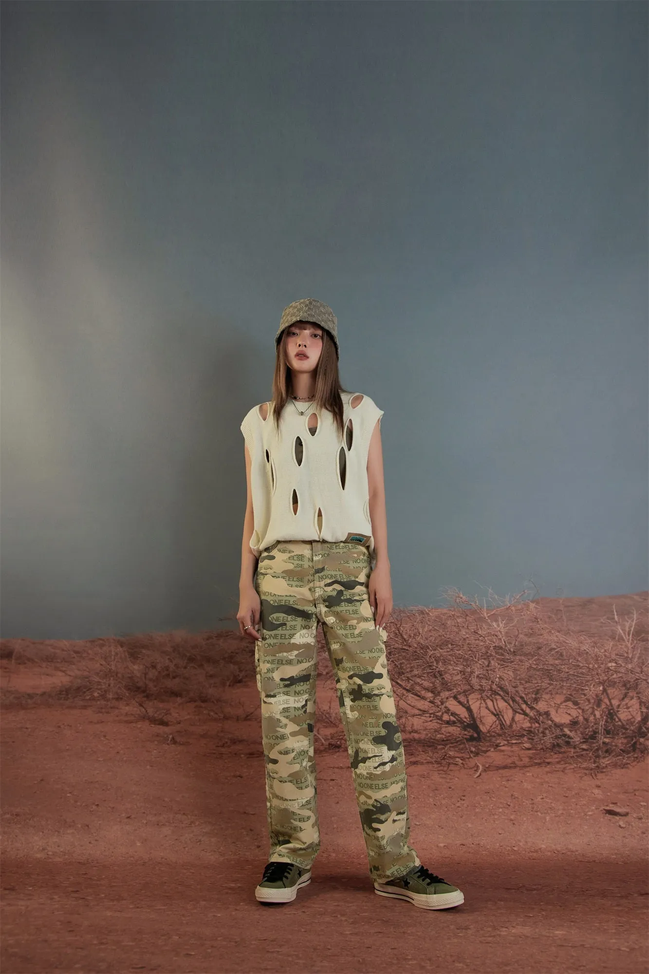 Camouflage High Waist Straight Pants