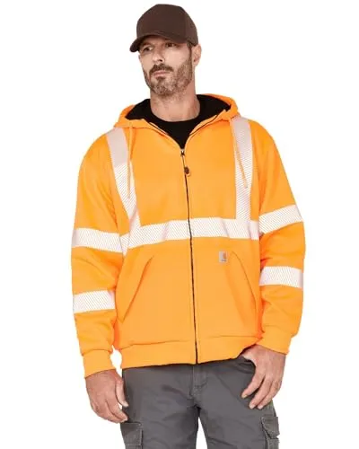 Carhartt 104988 Men's High Visibility Loose Fit Midweight Thermal Lined Full Zip Class 3 Sweatshirt