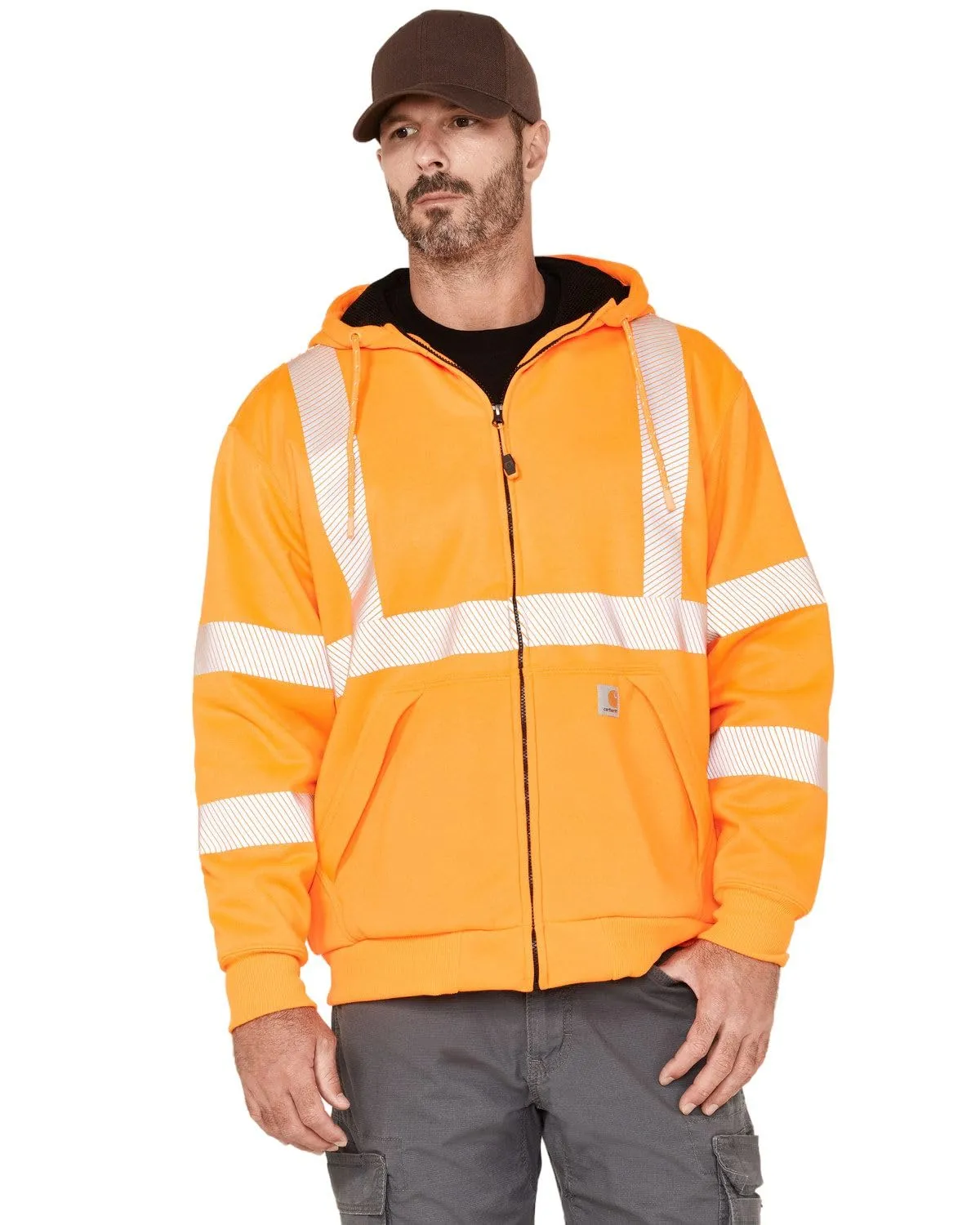 Carhartt 104988 Men's High Visibility Loose Fit Midweight Thermal Lined Full Zip Class 3 Sweatshirt