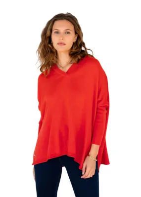 CATALINA V-NECK SWEATER - HOLLY RED