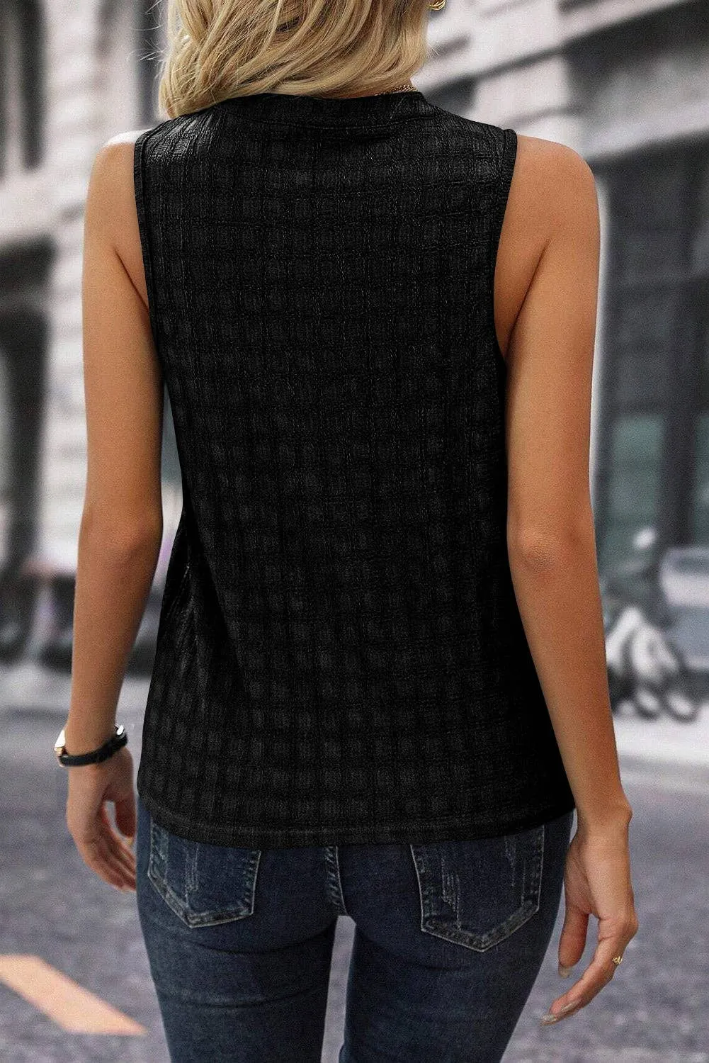 Checker Split Neck Tank