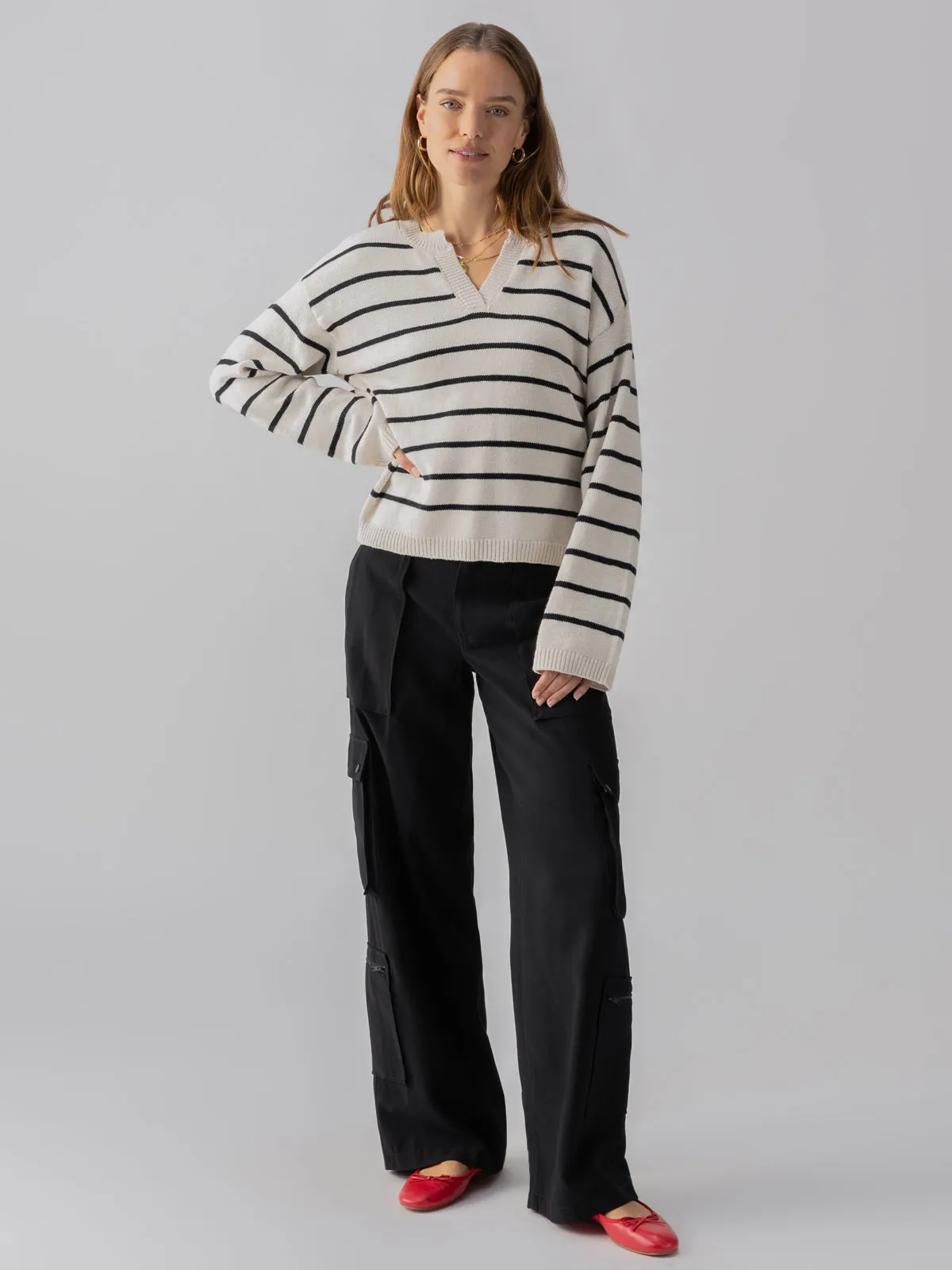 Chill Vibes Sweater Chalk Black Stripe