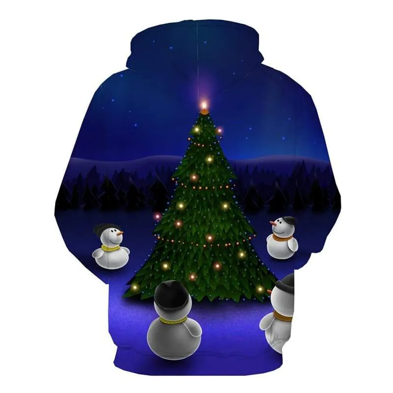 Christmas Hoodie Men Snowman Hooded Casual Christmas Tree 3d Printed Party Sweatshirt Printed