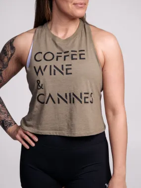 Coffee Wine and Canine Cropped Tank