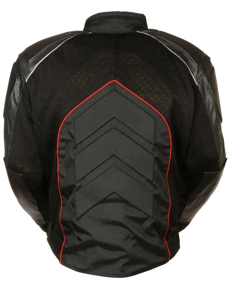 Combo Leather Textile Mesh Racer Jacket For Men