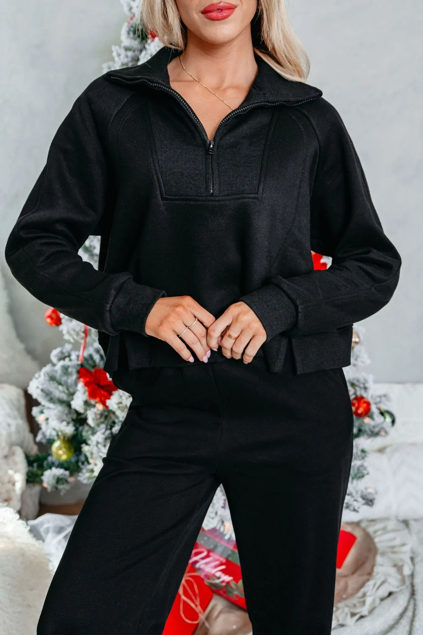 Comfort Lounge Black Half Zip Sweatshirt