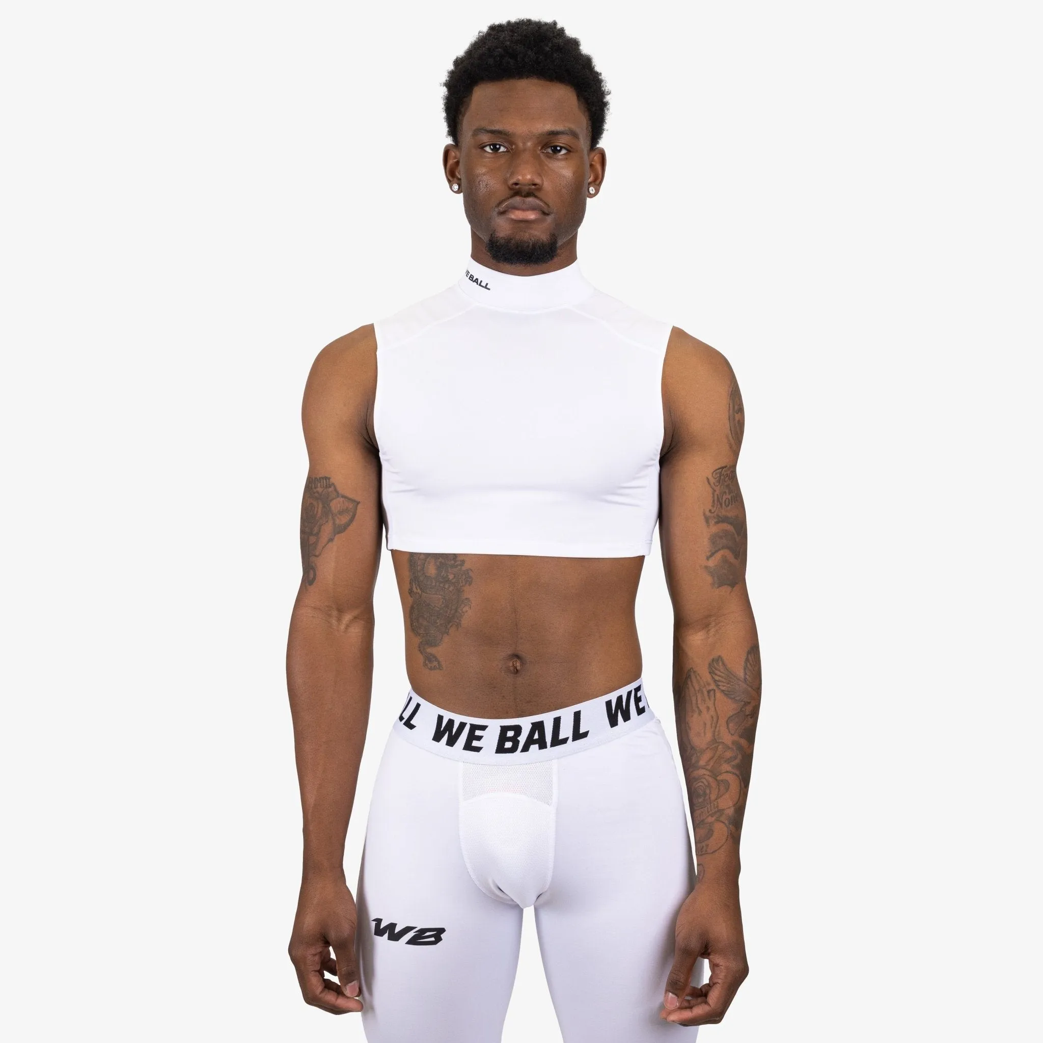 COMPRESSION TURTLE NECK CROP TANK TOP (WHITE)