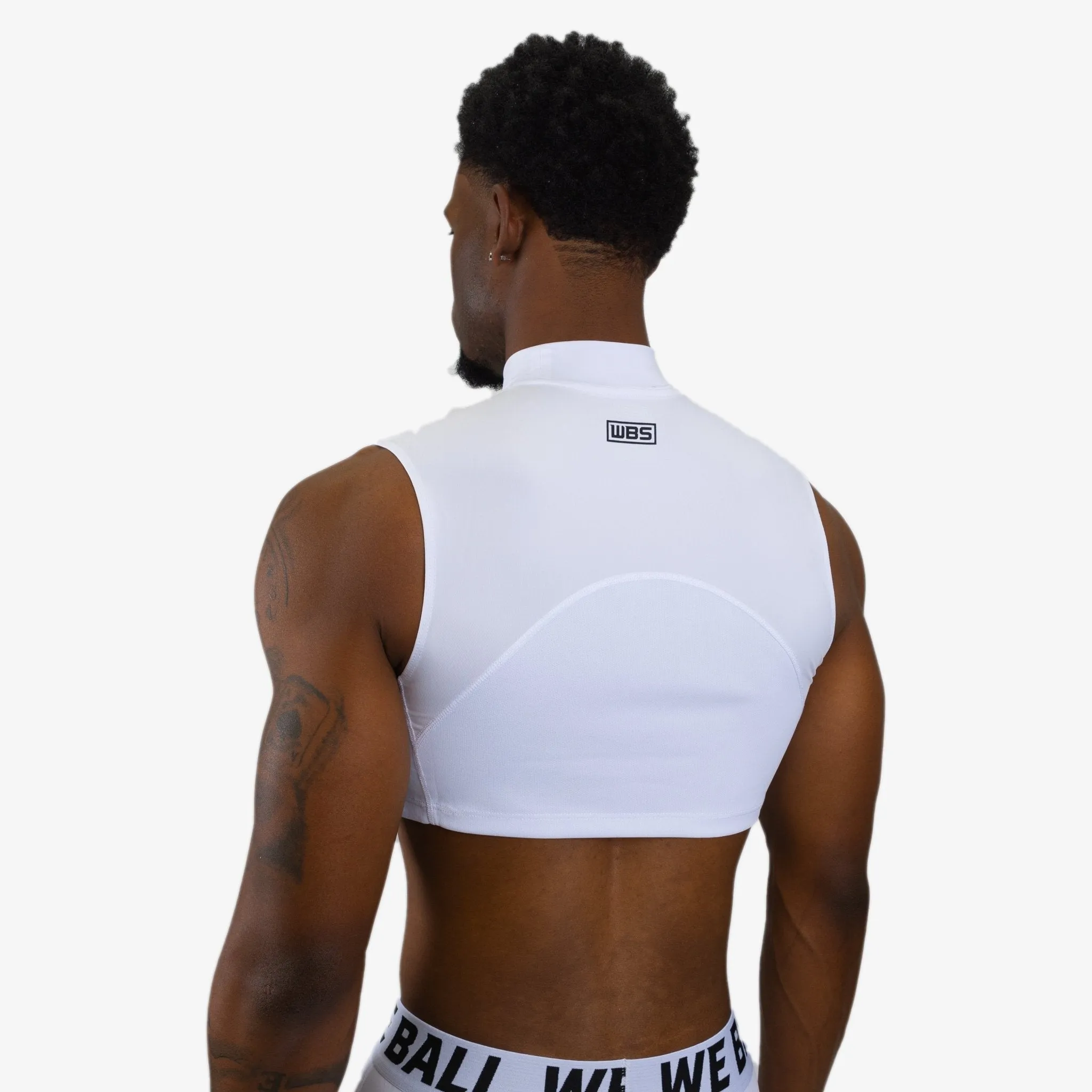 COMPRESSION TURTLE NECK CROP TANK TOP (WHITE)