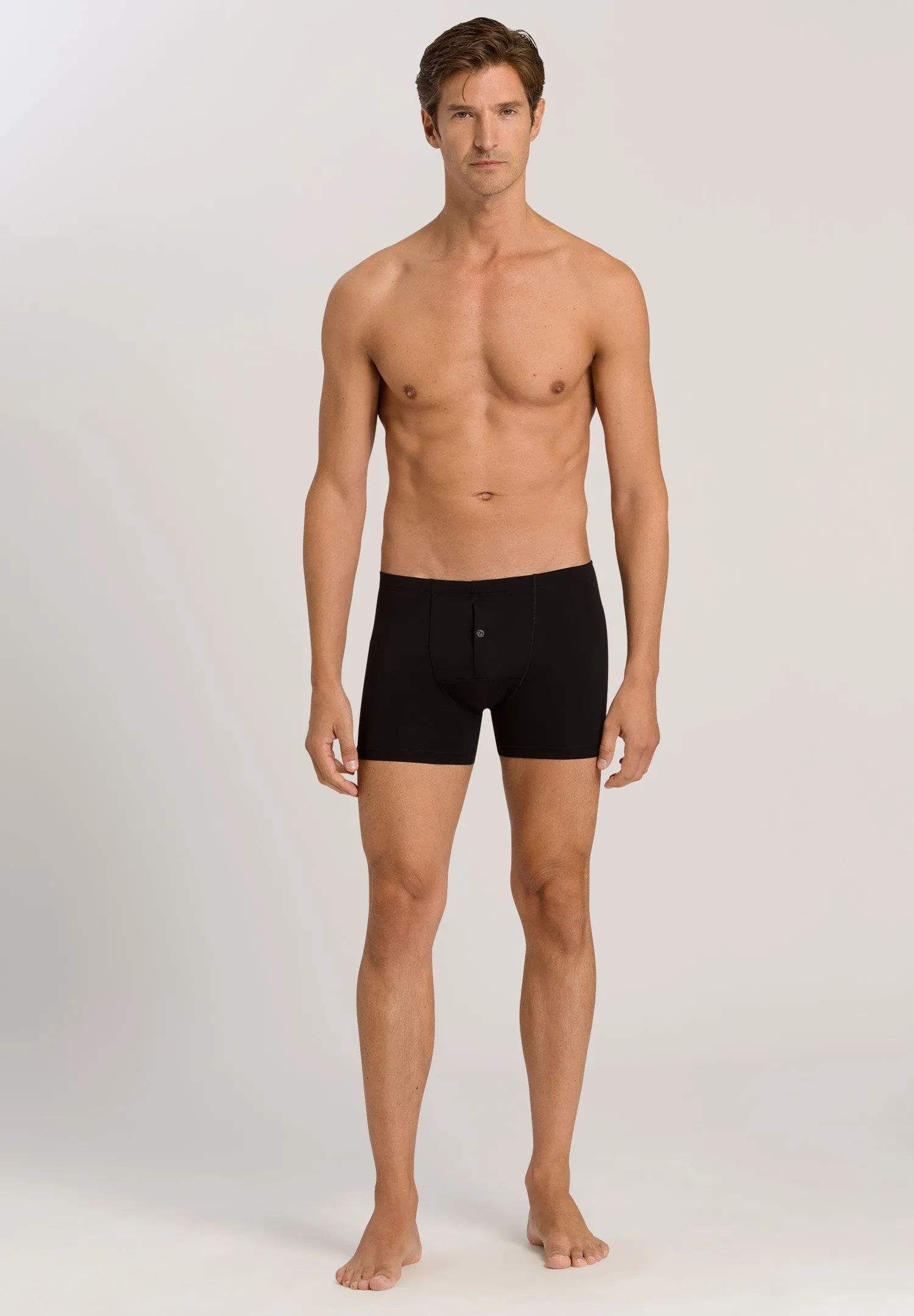 Cotton Sensation Long Leg Boxer Brief With Fly | Black 73063-199