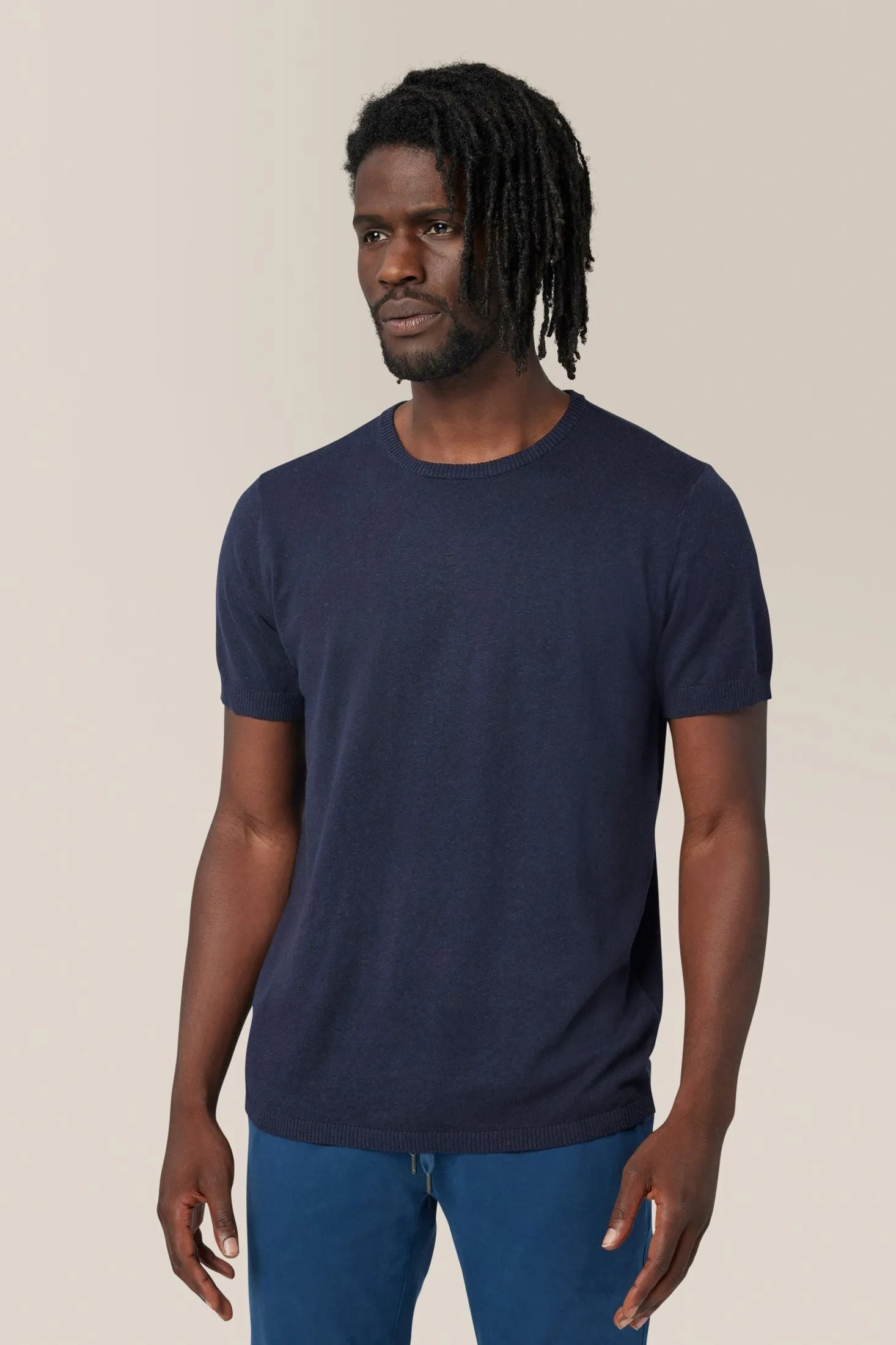 Crew Neck Tee Sweater | Cotton & Linen