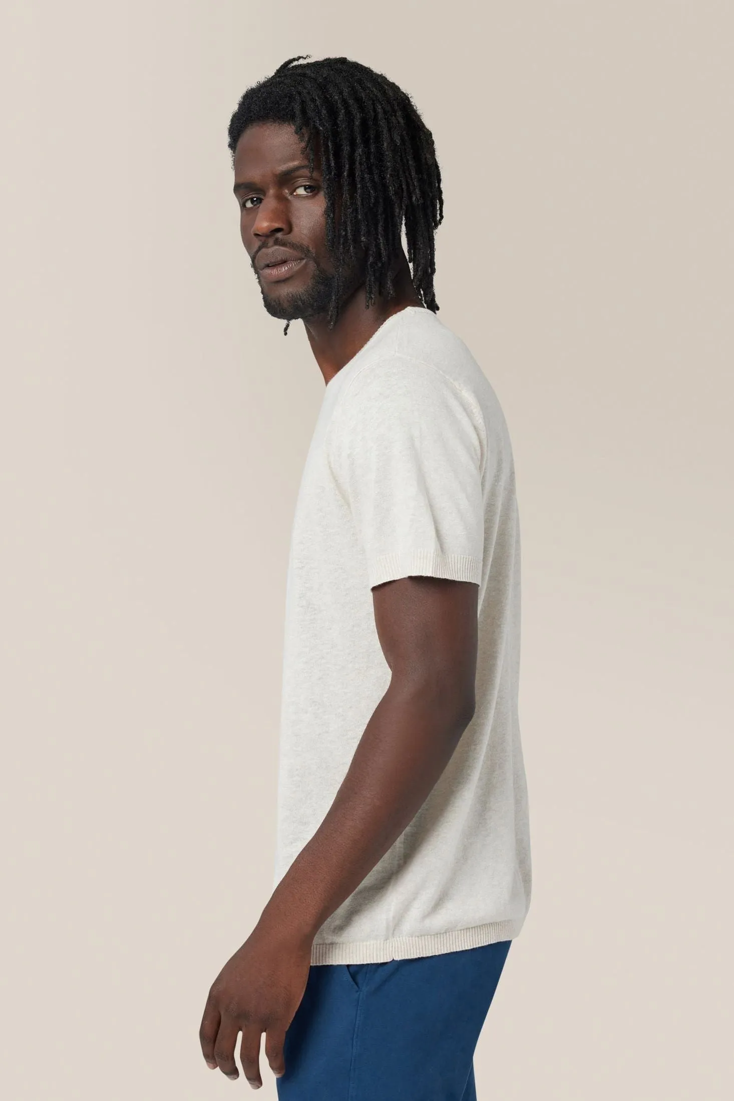 Crew Neck Tee Sweater | Cotton & Linen