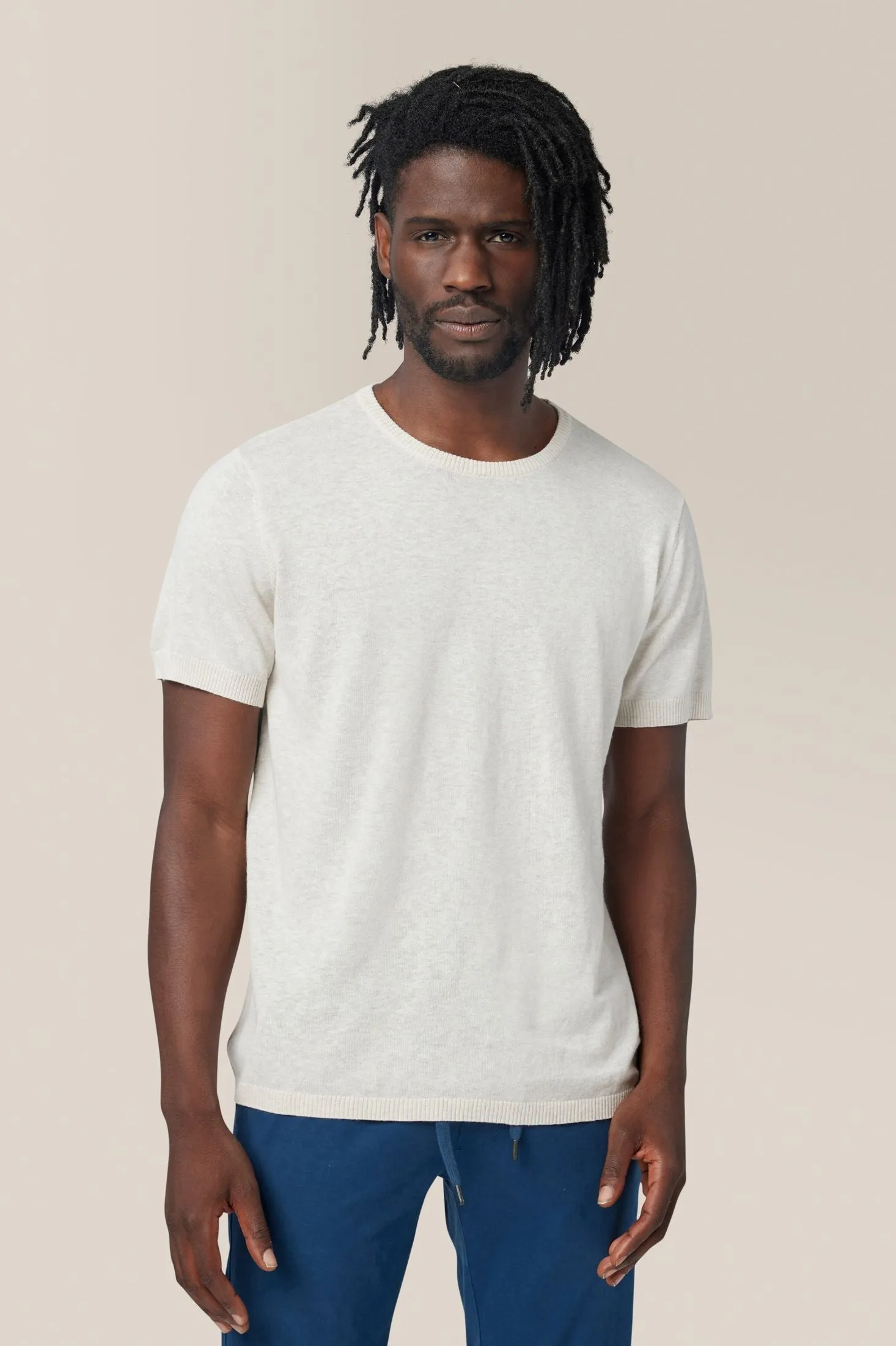 Crew Neck Tee Sweater | Cotton & Linen