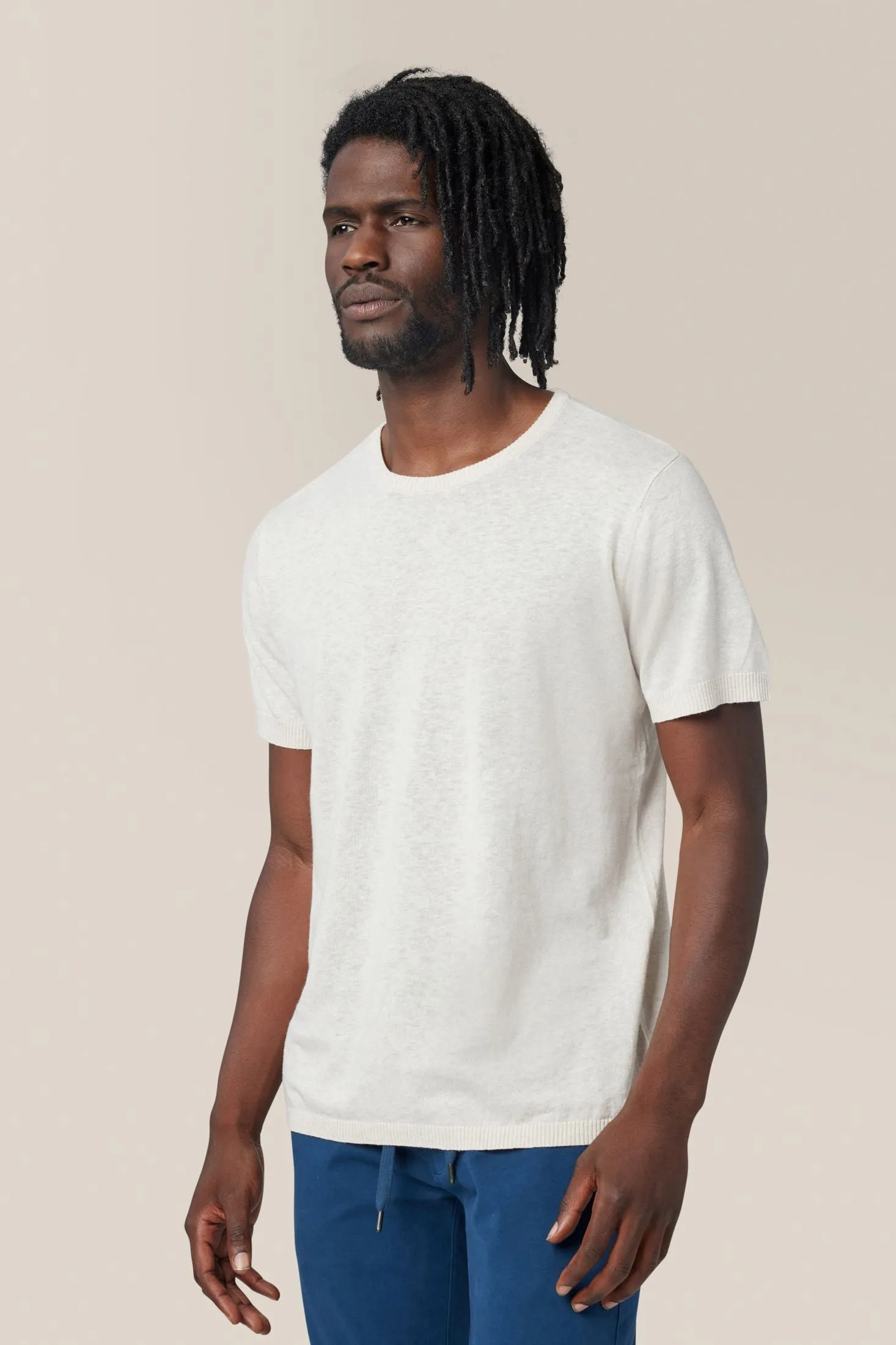 Crew Neck Tee Sweater | Cotton & Linen