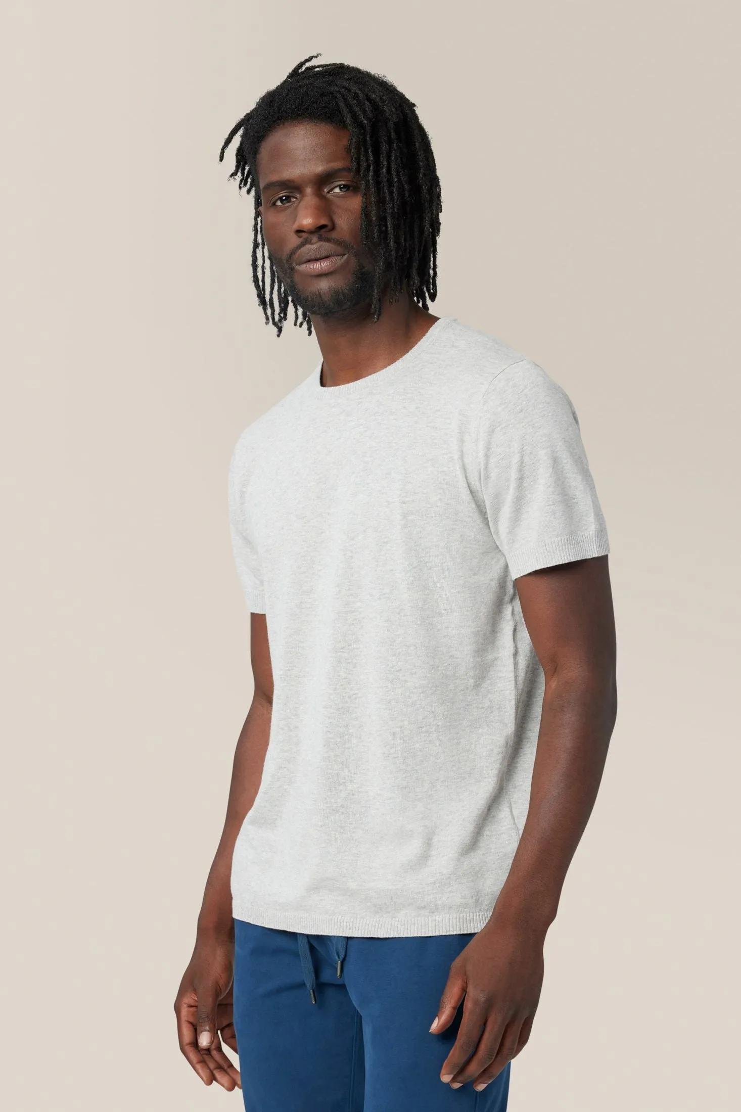 Crew Neck Tee Sweater | Cotton & Linen