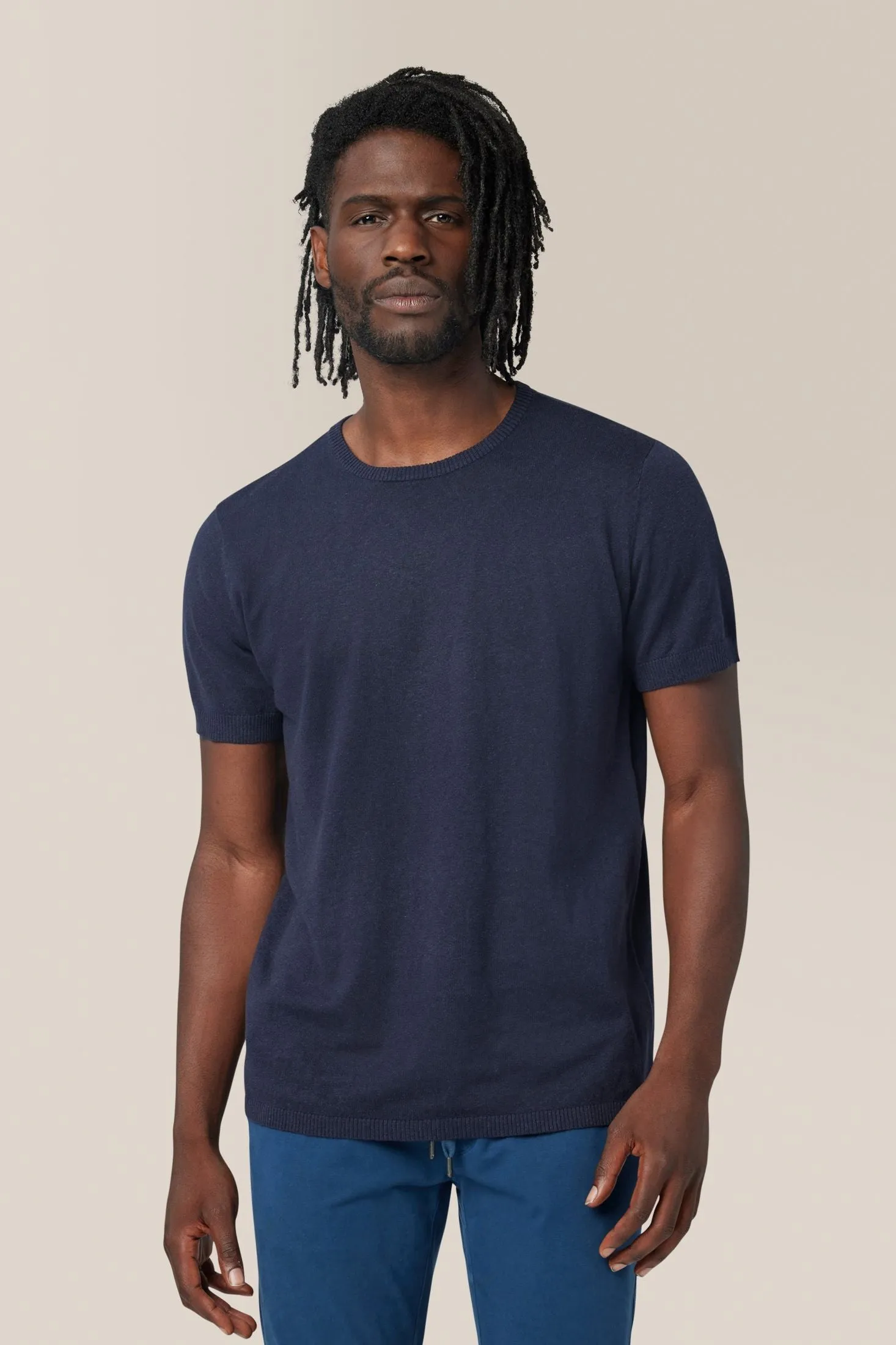 Crew Neck Tee Sweater | Cotton & Linen