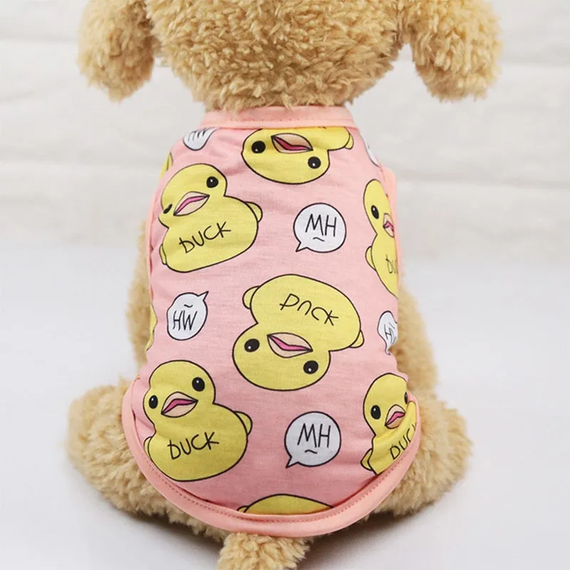 Cute Duck Design Pattern Summer Small Dog Tank Top