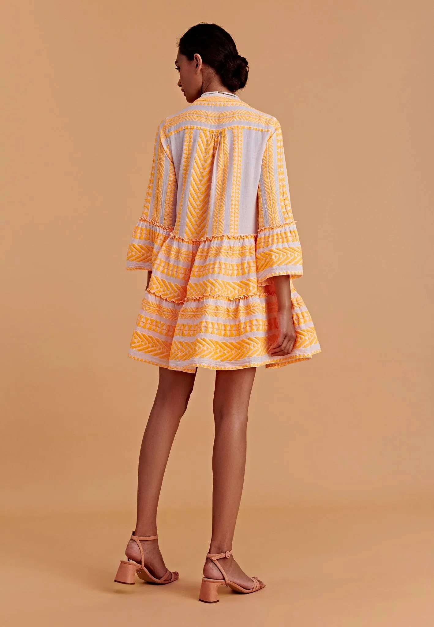 DEVOTION TWINS Ella Mini Dress | NEON ORANGE on OFF WHITE