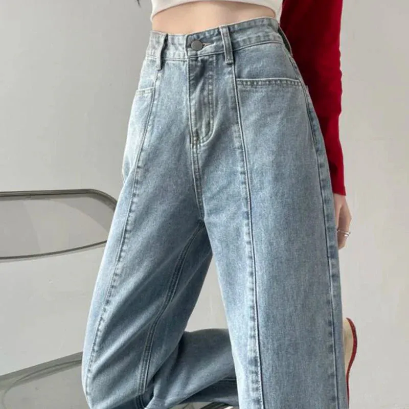 Draped Wide Leg Denim Jeans