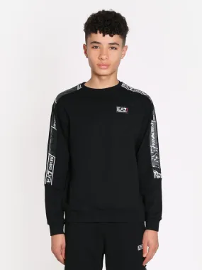 EA7 Emporio Armani Boys Train Logo Tape Sweatshirt in Black