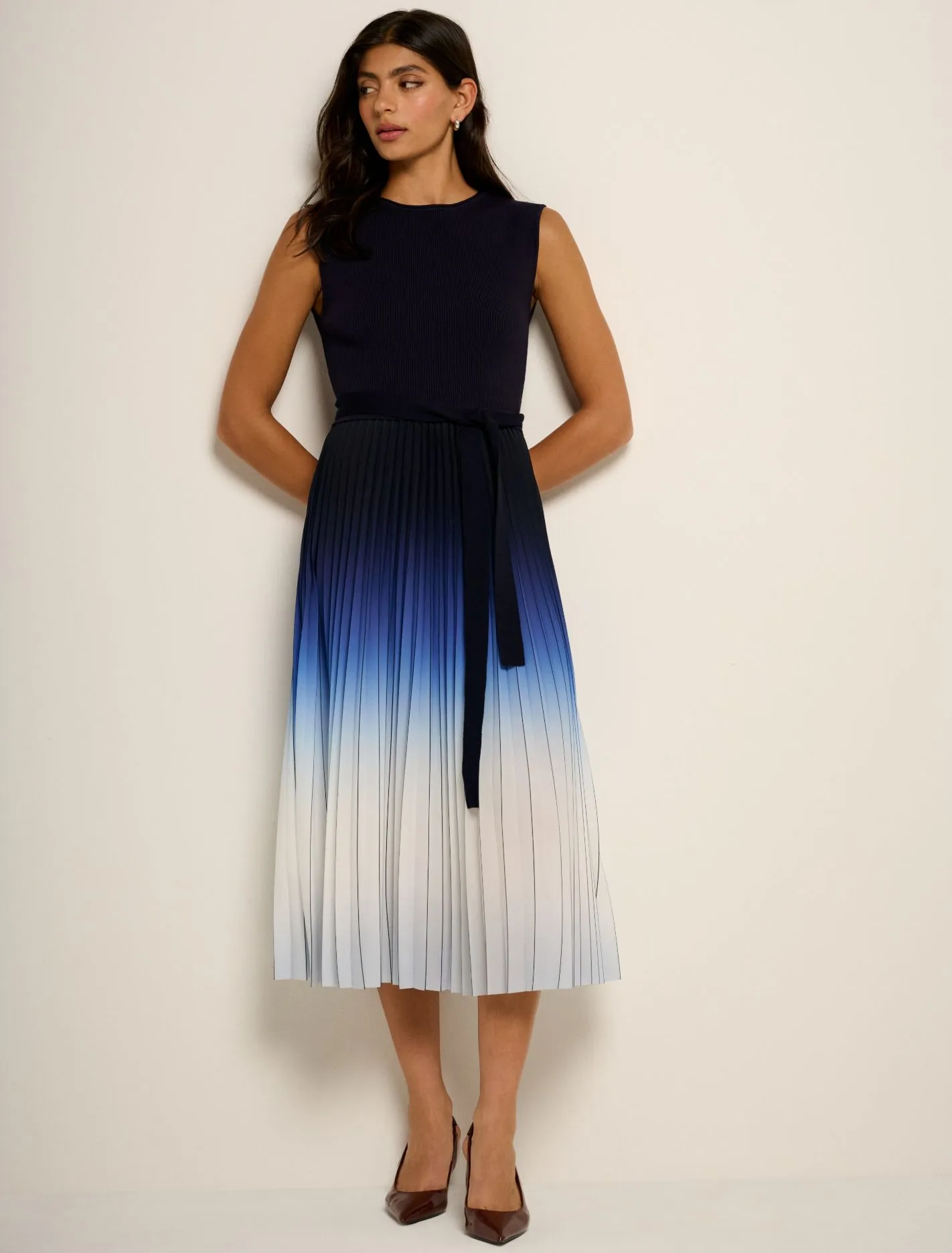 Elara Ombre Pleat Midi Dress